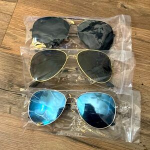 Aviator Sunglasses Black Brown Blue One Size Never Worn Original Packaging